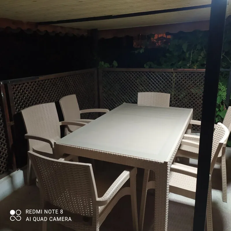 Violet Rattan 90*150 Raddan Trend Lüx Camlı Masa Takımı 6 Sandalyeli Capuccino