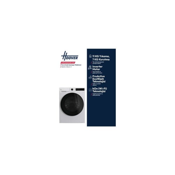 Hoover Hbwr 4117BL10-17 11 kg Yıkama 7 kg Kurutma Wi-Fi Bağlantılı 1400 Devir Kurutmalı Çamaşır Makinesi