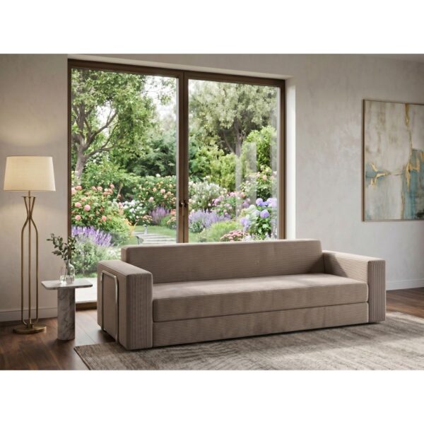 Dechome 236X80 cm Yatak Olabilen Sünger Kanepe | Fitilli Kadife Kumaş, 22 Dns Orijinal Sünger, 5 Metal Destekli
