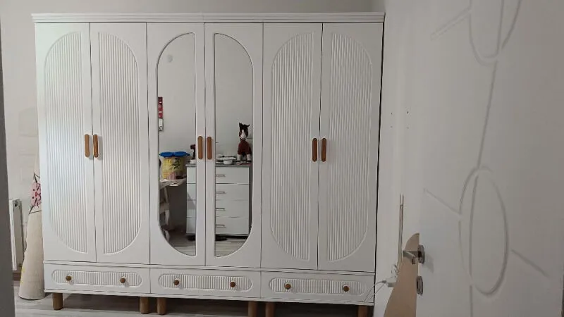Monzio Milen 6 Kapaklı Çekmeceli Gardırop Tamamı MDF