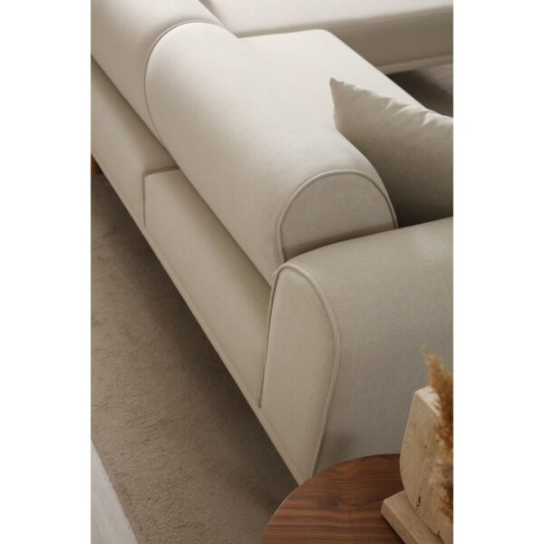 Ak Sofa Leon Köşe Koltuk Sağ Köşe Koltuk Açık Krem Renk Yumuşak Oturum 250×170 cm Gürgen ve Keten Malzeme