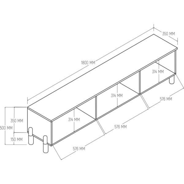 Mezza 4090 Napoli 180 cm (Membran Mdf Kapaklı) Bohem Tv Ünitesi Sepet – Beyaz