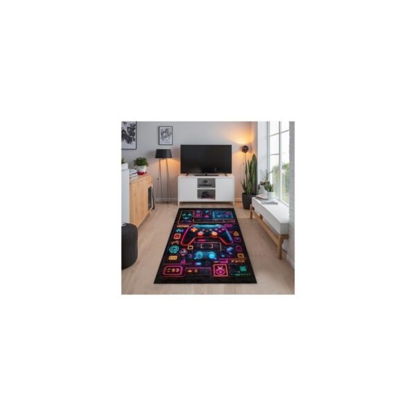 Trendy Pazars Penra Kadife Oyuncu Odası Halısı Kaymaz Pamuk Tabanlı Yıkanabilir Antibakteriyel Gamer, Gaming Halısı 160X230