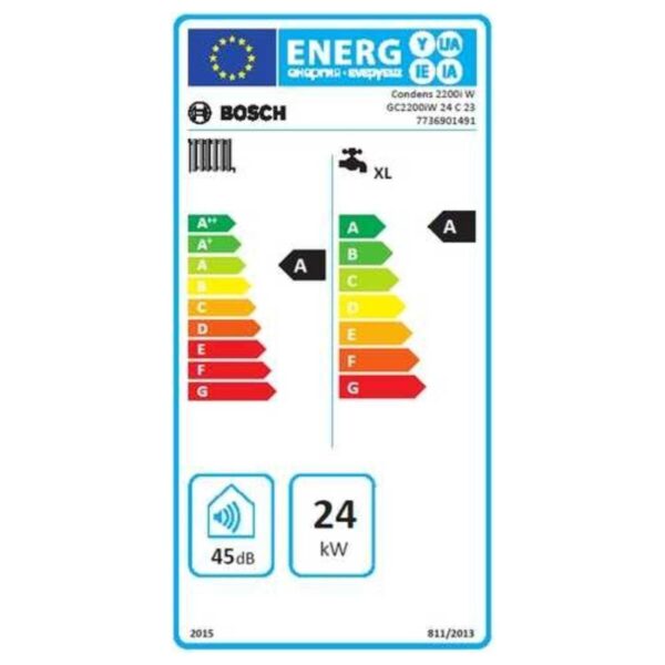 Bosch 24 kW Tam Yoğuşmalı Kombi Condens 2200I W Bacalı Sessiz Çalışma Özelliği ile Yüksek Verimlilik