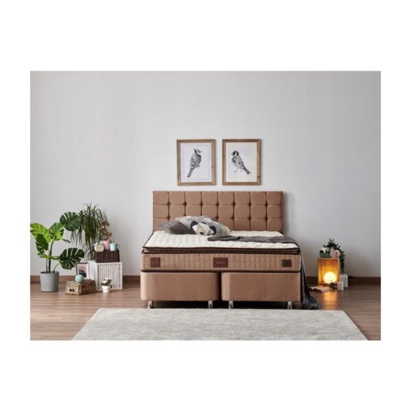W. Cotton 140×190 cm Çift Kişilik Pedli Yatak Baza Başlık Takımı – Kumaş Baza, Başlık ve Yatak Seti