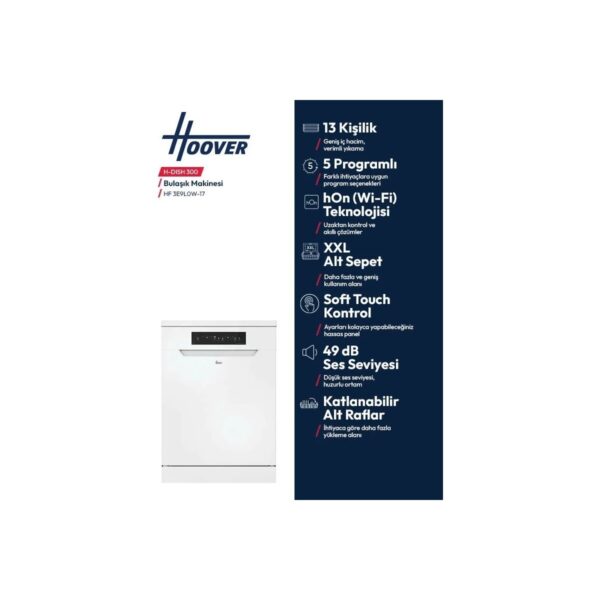 Hoover HF 3E9L0W-17 5 Programlı Wi-Fi Bağlantılı Bulaşık Makinesi