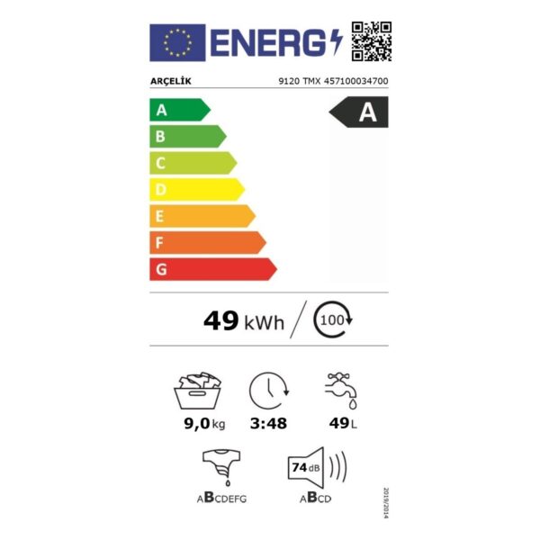 Arçelik 9120 TMX 9 Kg Çamaşır Makinesi