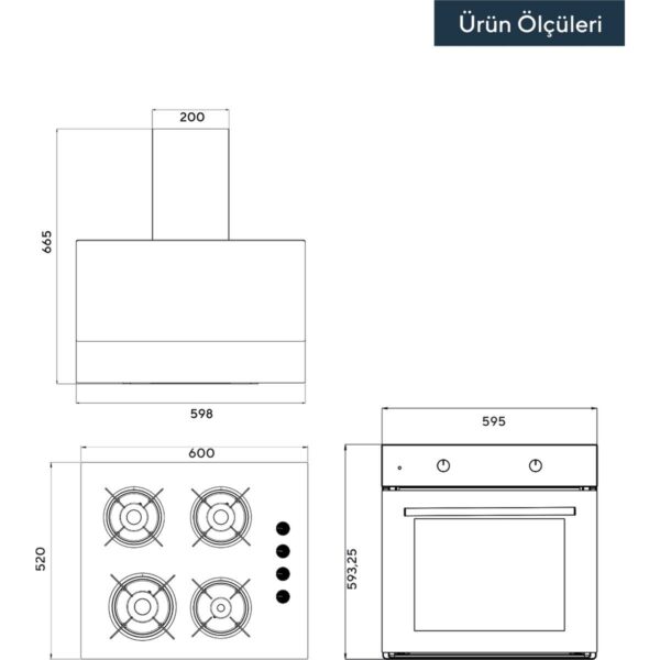 Kumtel Home Plus Beyaz Cam Ankastre Set