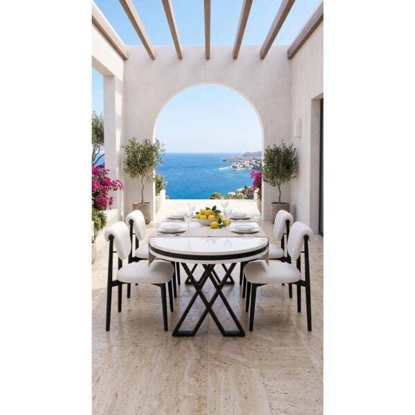 Aura Serisi 6 Kişilik Yemek Masası Takımı 90X160 cm 1. Sınıf Mdf Masa 6 Adet Ithal Kumaş Sandalye**