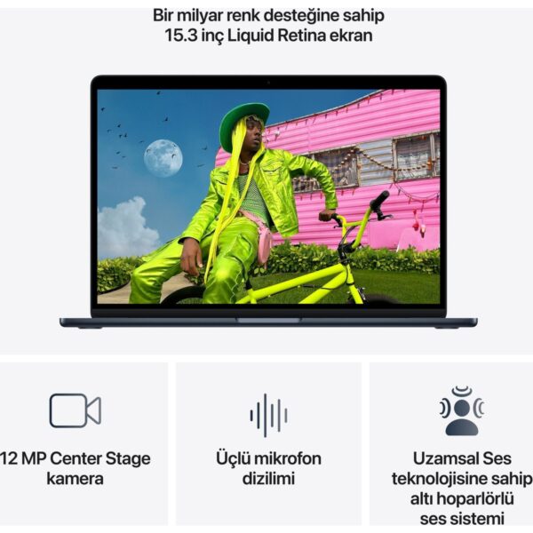 Apple MacBook Air M5 16GB 512GB SSD macOS 15″ Taşınabilir Bilgisayar Gece Yarısı MDVH4TU/A