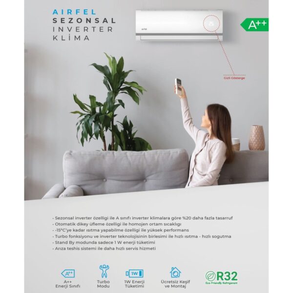 Airfel LTXM71N A++ 24000 BTU/h R32 Gaz Inverter Duvar Tipi Klima