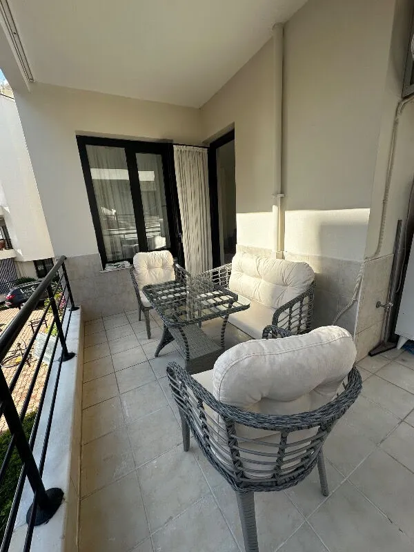 Kartepe 2 1 1 Rattan Bahçe Balkon Takımı,kahve Örgü/krem Kumaş