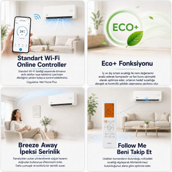 Kaira Plus DTXR50P 18000 BTU/h A++ Wifi Inverter Super Ionizer Duvar Tipi Klima (Montaj Dahil)