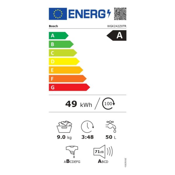 Bosch WGK242Z0TR Serie 6 Çamaşır Makinesi 9 kg maks. 1200 dev./dak.