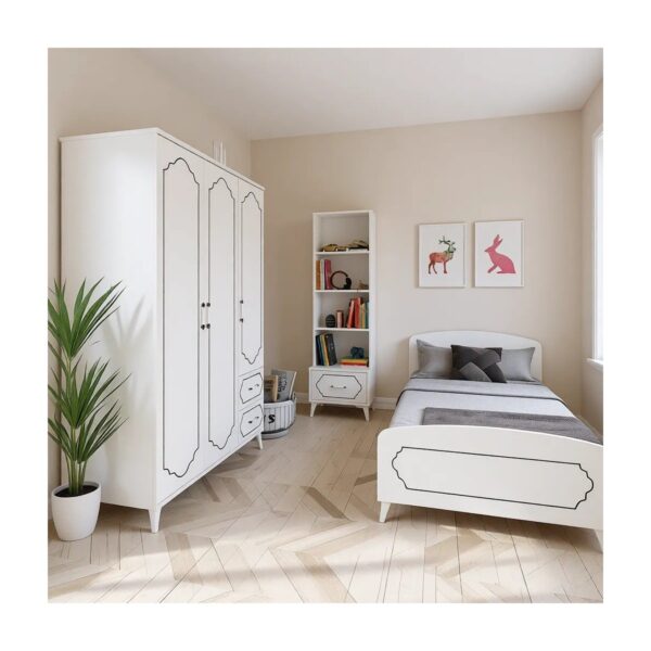 Kzn Home Hayal Modern Genç Odası Takımı Beyaz – 4 Parçalı ve Tamamı Mdf