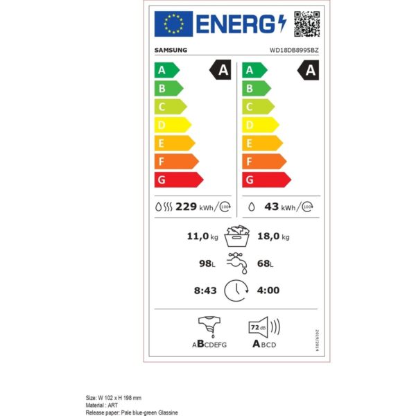 Samsung WD18DB8995BZAH Kurutmalı Çamaşır Makinesi