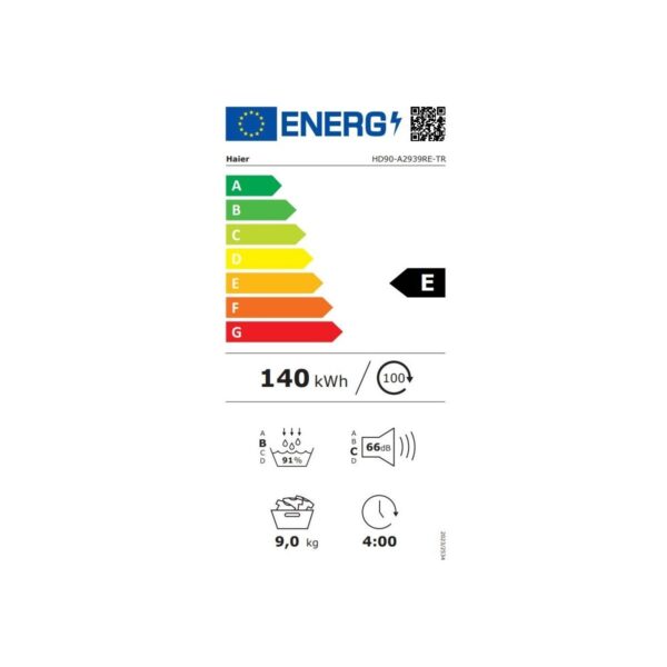 Haier HD90-A2939RE-TR 9 kg Wi-Fi Bağlantılı Isı Pompalı Kurutma Makinesi E Enerji Sınıfı